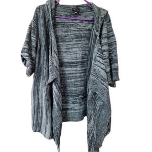 Vintage Torrid 1 gray striped hooded cardigan sweater 1X